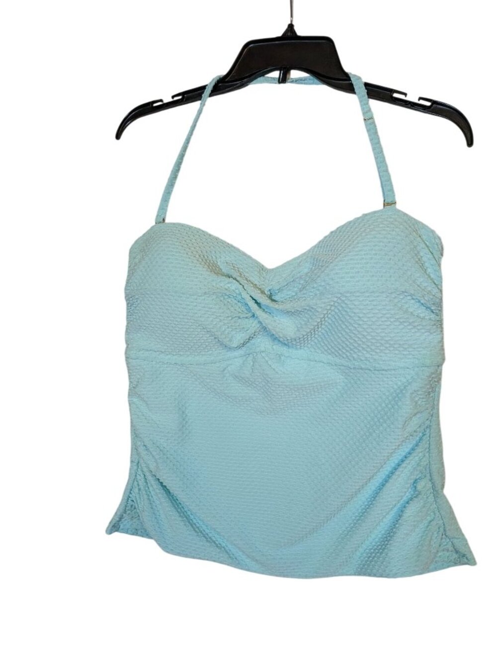 Light Blue Crown & Ivy Textured Halter Swim Tankini Top L